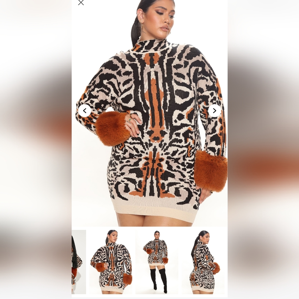 Nwt mini fur sweater dress